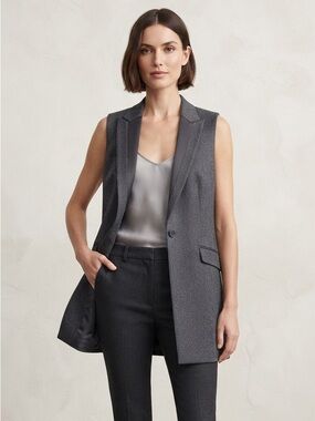 Rag & Bone long blazer vest gray herringbone